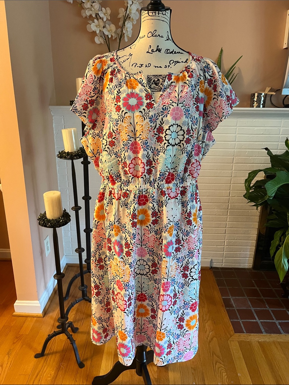 Talbots Multicolor Floral Midi Dress - Pink, Yellow, Blue